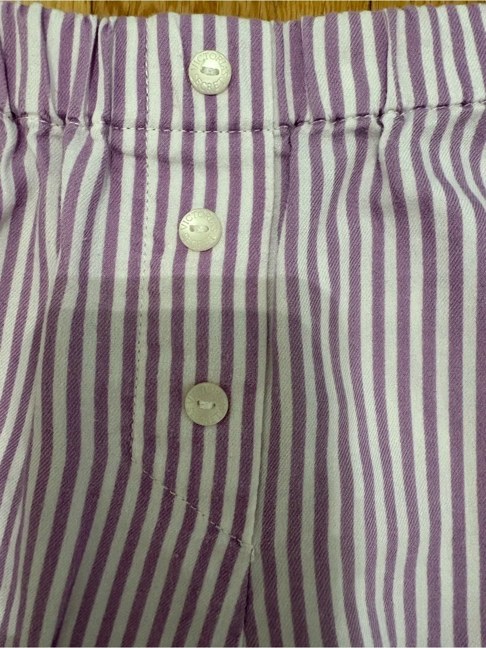 Victoria's Secret Cotton Striped Lace Pajama Shorts 2010s Vintage-Inspired M